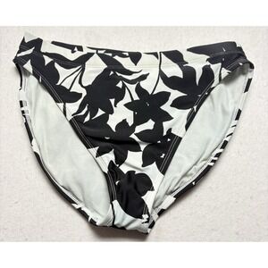 LA BLANCA Women Bikini Bottom Sz 10 White Black Floral Beach Pool Vacation